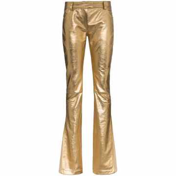 metallic flared trousers