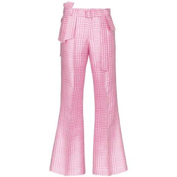 houndstooth belted trousers