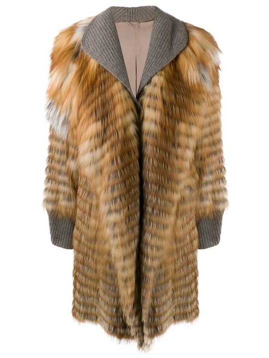 midi fur trimmed coat展示图
