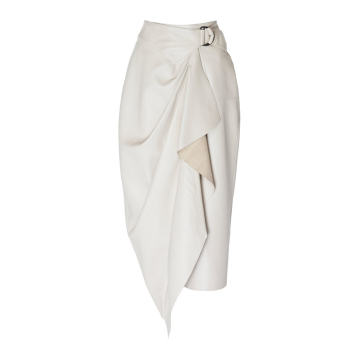 Fiova Belted Leather Wrap Skirt