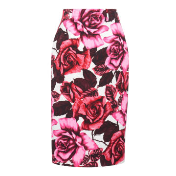 Floral-Print Crepe Skirt