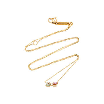 18K Yellow Gold, Diamond And Sapphire Necklace