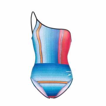 x Speedo asymmetric striped swimsuit