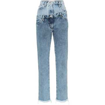 double-waisted straight jeans