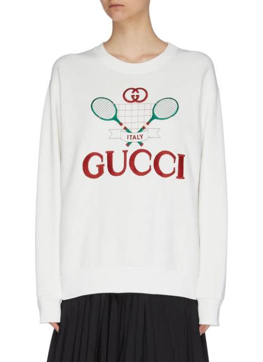品牌标志及网球拍刺绣纯棉卫衣展示图