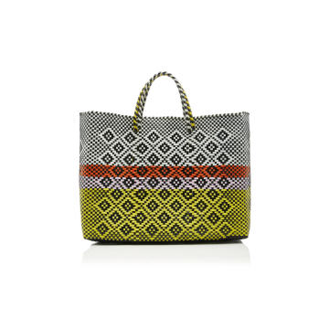 Large Woven Patterned Leather Tote