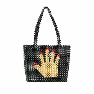 Manicured Hand beaded tote
