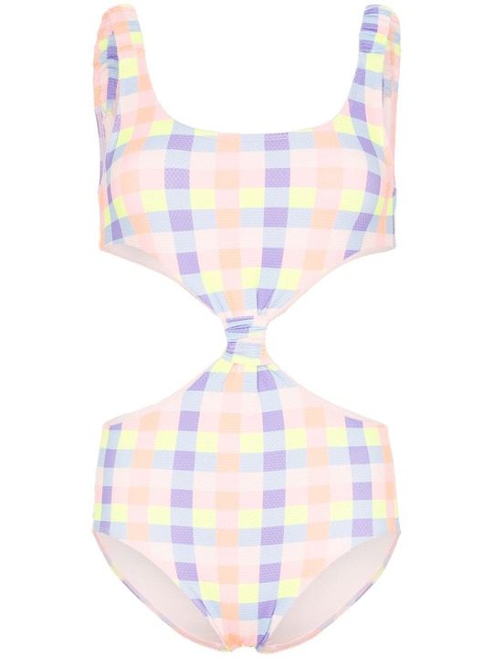 Barbuda cut-out checked swimsuit展示图