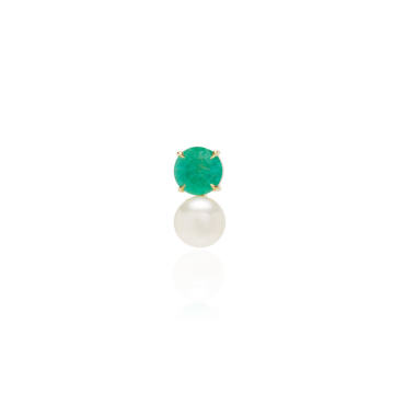 Single pearl and emerald stud