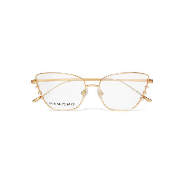 Perla 人造珍珠缀饰金色猫眼光学眼镜