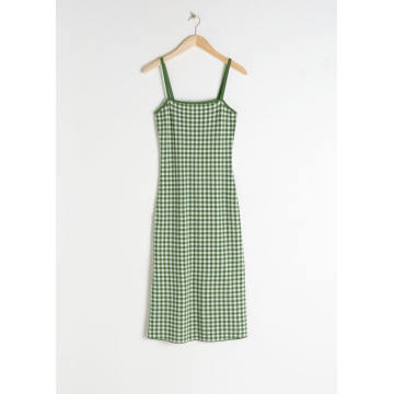 Fitted Gingham Midi Dress