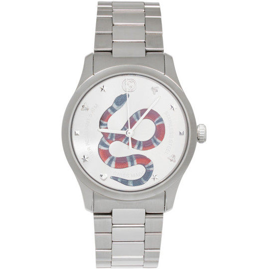 银色 G-Timeless 珊瑚蛇手表展示图