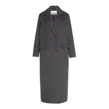 Checked Wool-Blend Coat