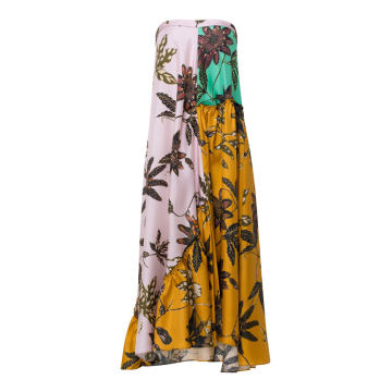 Powerful Flora Strapless Silk Bandeau Dress