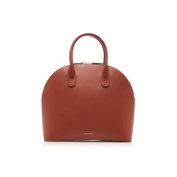 Rounded Leather Top Handle Bag