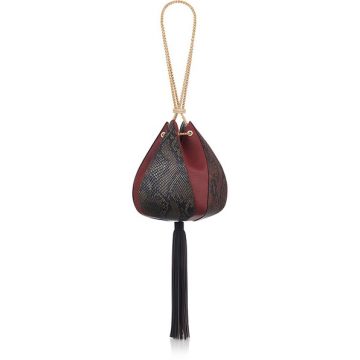 Cindy Snake-embossed Leather-Tassel Bag