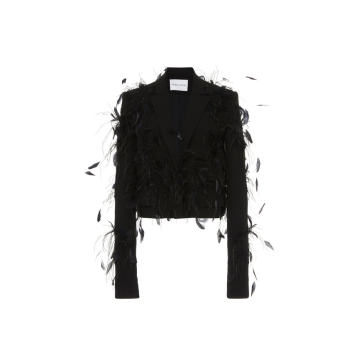 Ostrich-Feather-Embellished Cropped Jacket
