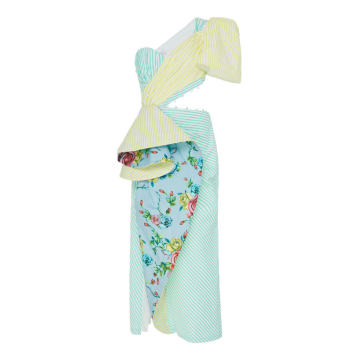One-Shoulder Cotton-Blend Cutout Dress
