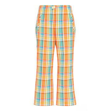 Isla Plaid Cotton-Blend Cropped Trousers