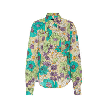 Floral-Print Cotton-Blend Button-Front Shirt