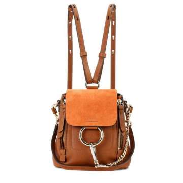 Faye Mini leather and suede backpack