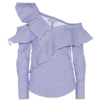 Striped Frill棉质衬衫
