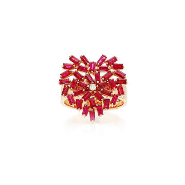 18K Rose Gold Medium Flat Ruby Heart Ring
