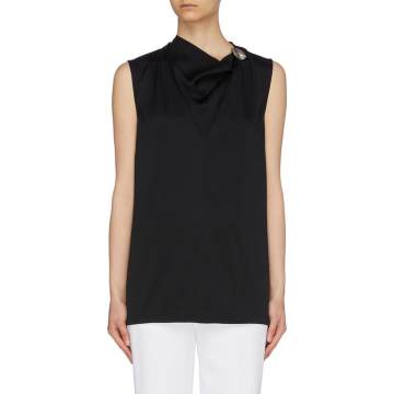 'Siof' button gathered neck cady sleeveless top