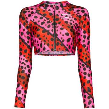 leopard print striped bikini top