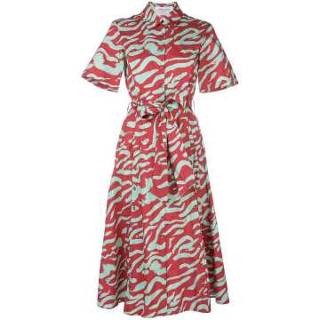 belted abstract-print dress