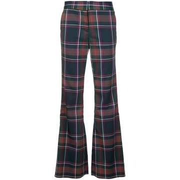 checked bootcut trousers