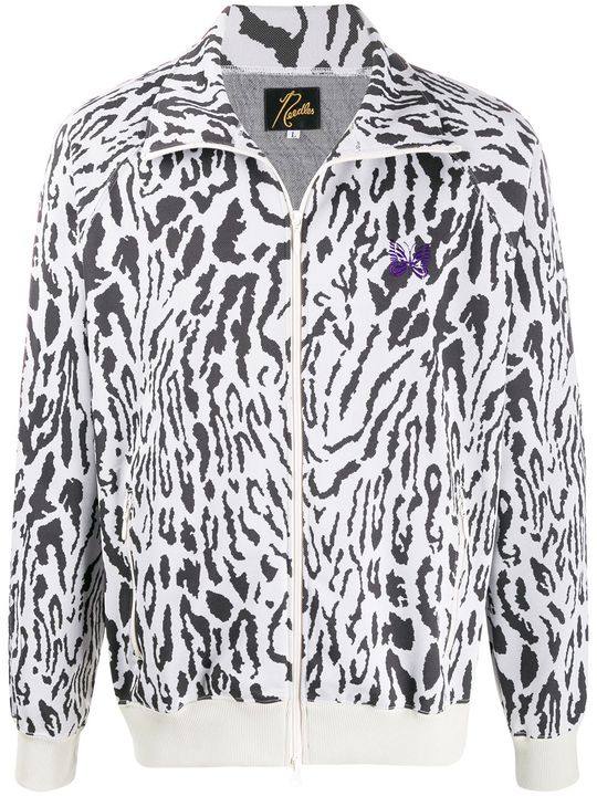 leopard-jacquard zip-through jacket展示图