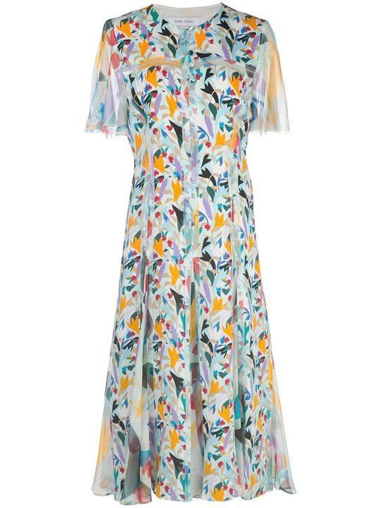floral-print collarless shirt dress展示图