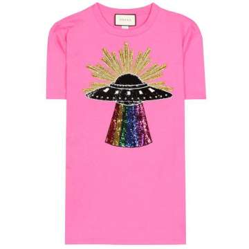 Sequinned cotton T-shirt