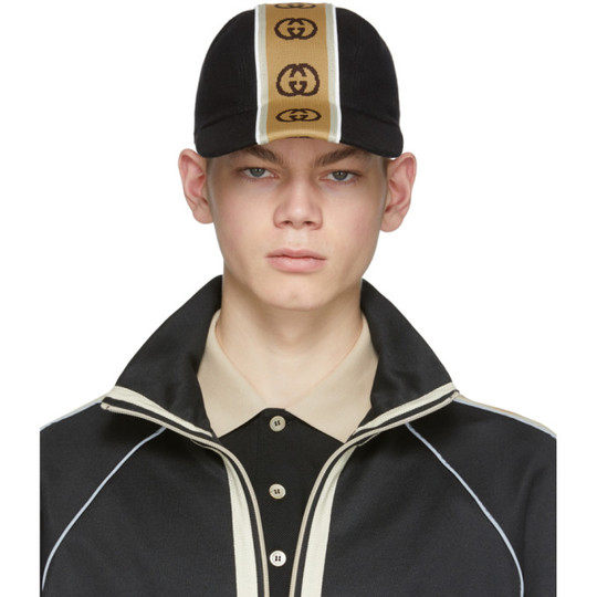 黑色互扣式 G 条纹棒球帽展示图