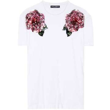 Sequinned cotton t-shirt