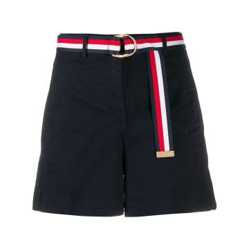 belted high-rise shorts
