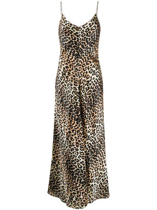 sleeveless leopard-print maxi dress展示图