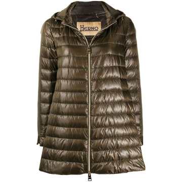 hooded A-line down coat