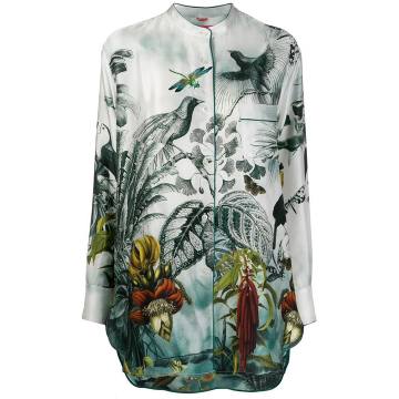 silk tropical-print blouse