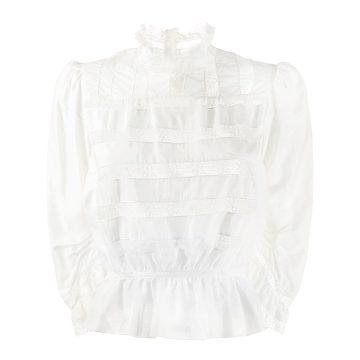 lace panelled peplum blouse
