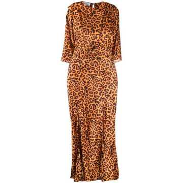 side slit leopard print dress