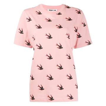 swallow-print crew-neck T-shirt