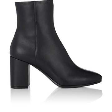 Chunky-Heel Leather Ankle Boots