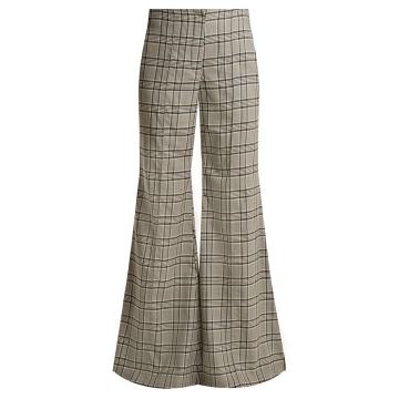 Rife checked kick-flare wool trousers