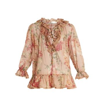 Corsair floral-print ruffle-trimmed blouse