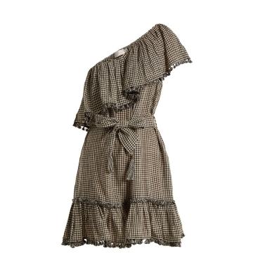Paradiso gingham linen-blend mini dress
