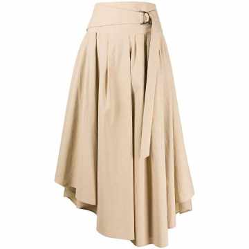 high waisted asymmetric hem skirt
