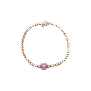18K Rose Gold, Pink Sapphire and Blackened Diamond Tennis Bracelet