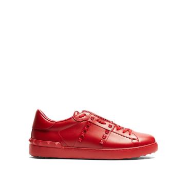 Open Rockstud low-top leather trainers